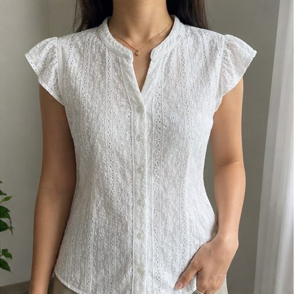 White Button Blouse - Picture 2 of 6